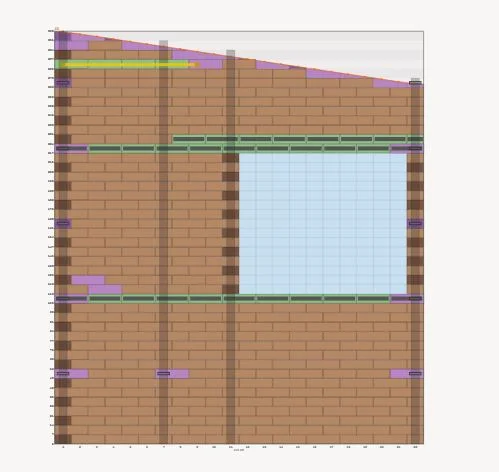 Elevação 3D de uma casa em tijolo ecológico modelada no TijoCAD